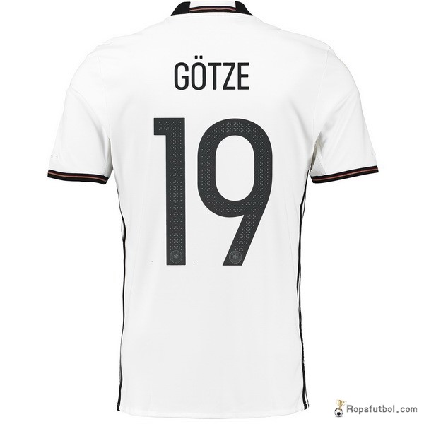 Camiseta Alemania Gotze Replica Primera Ropa 2016 Blanco